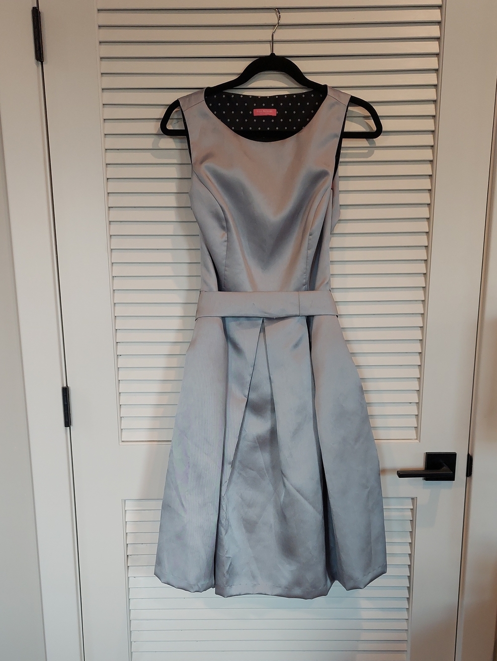 Isaac Mizrahi Elegant Silver Satin Fit-and-Flare Dress